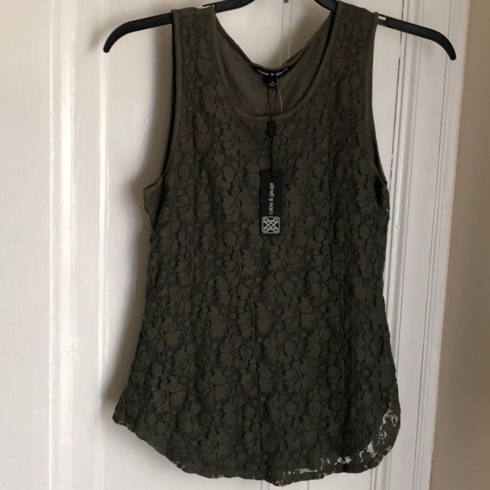 Olive green lace tank top new with tag